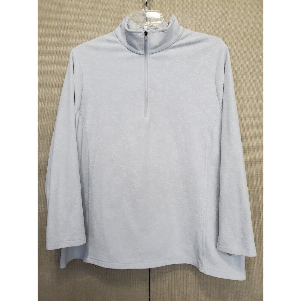 Lands' End Women's Light Gray Fleece Snowflake Quarter Zip Pullover Size 2X